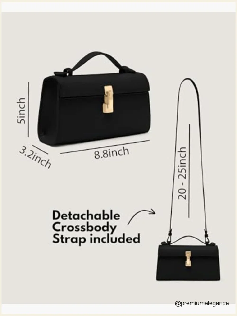 Small Vegan Leather Clutch Purse with Detachable Crossbody Strap - 3-in-1